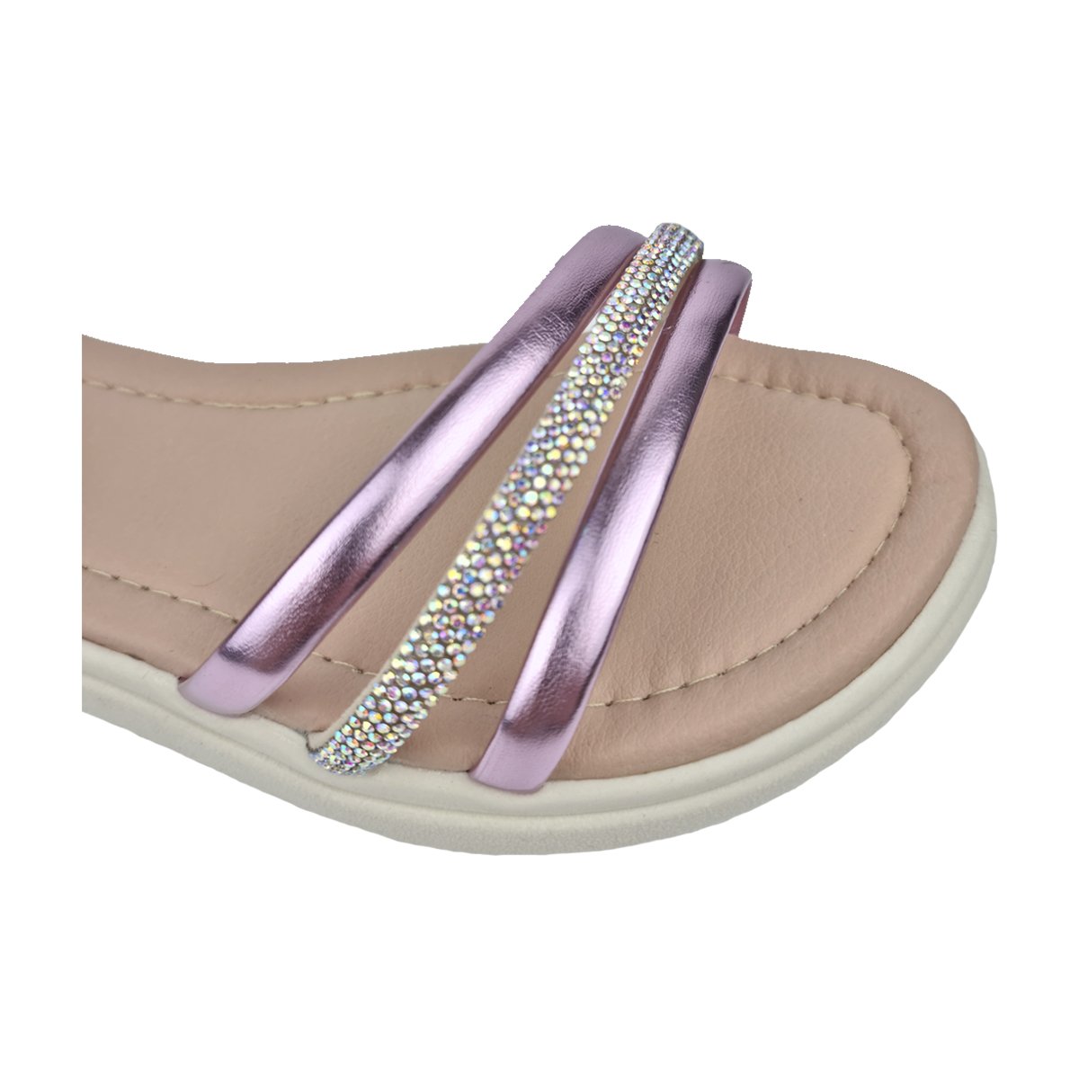 Sandália Delicada com Detalhe em Strass Infantil Doce Menina Roxo 4