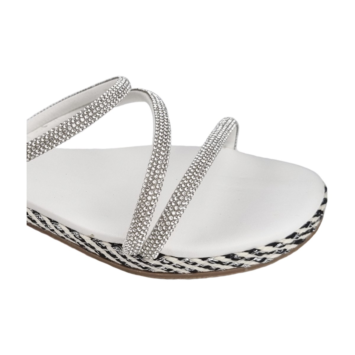 Sandália Rasteirinha Tiras com Strass Feminino Mila Prata 4