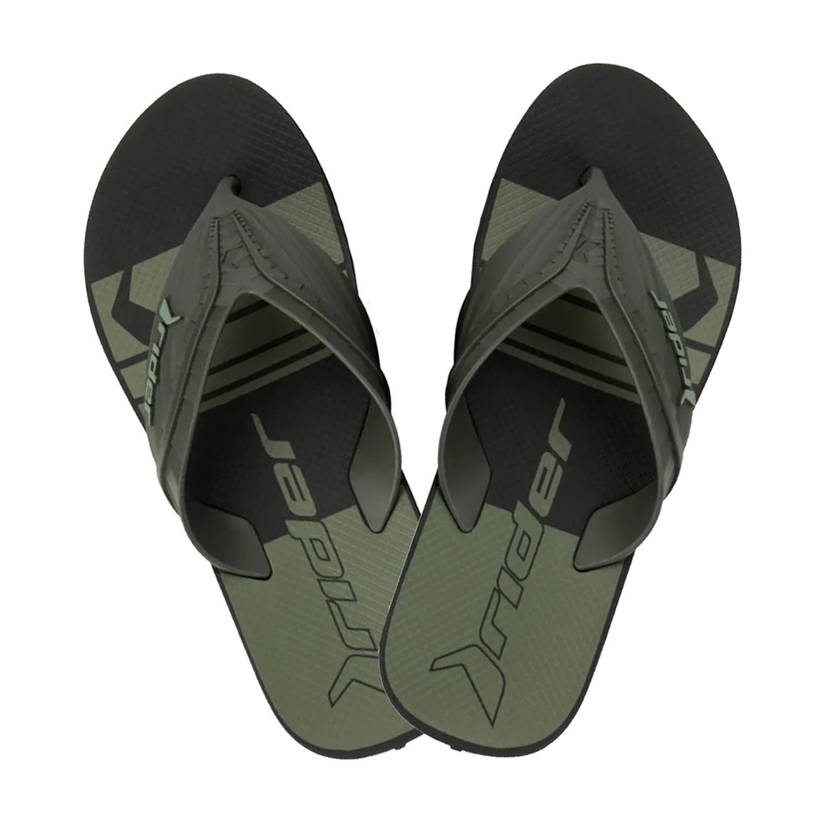 Chinelo de Dedo Tira Grossa Masculino Rider Way Element Preto/Verde 4
