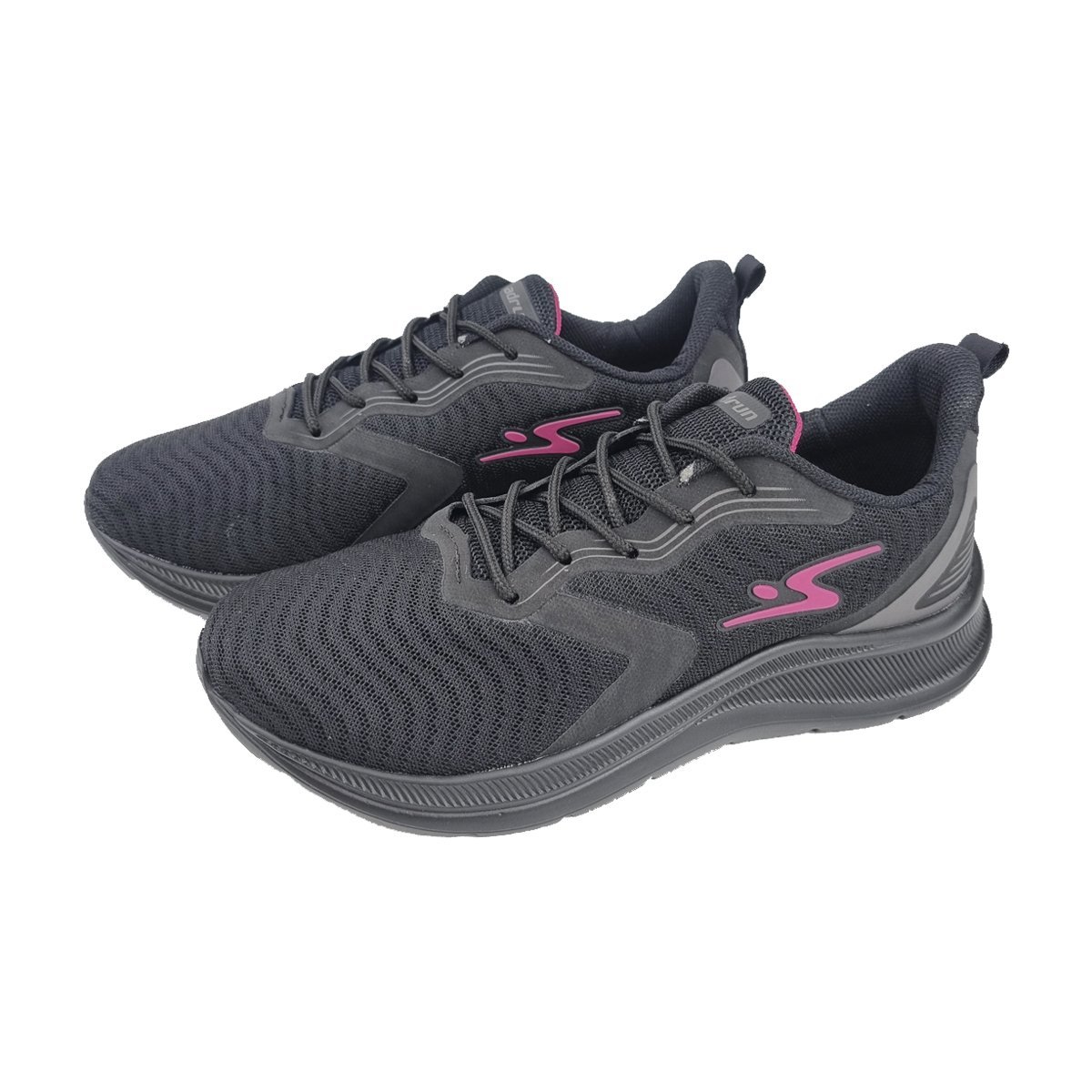 Tênis Esportivo Confortável Feminino Adrun Preto/Chumbo/Fucsia 2