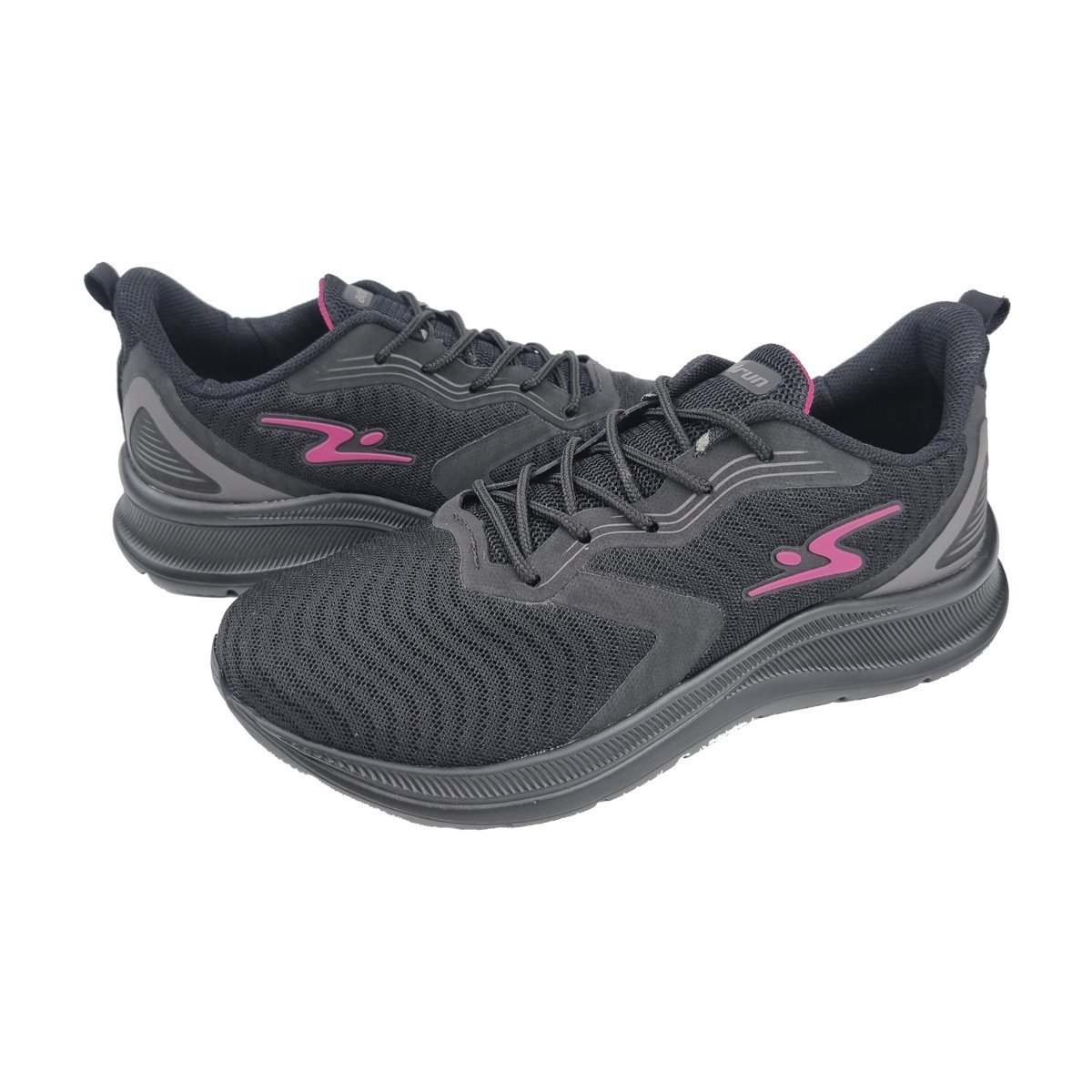 Tênis Esportivo Confortável Feminino Adrun Preto/Chumbo/Fucsia 3