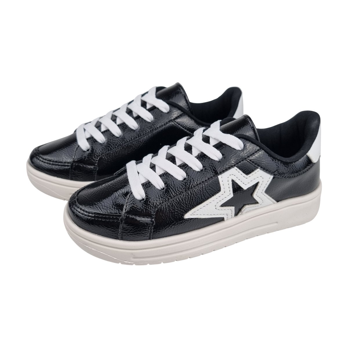 Tênis Casual Estiloso Estrela Menina Krisle Preto 2