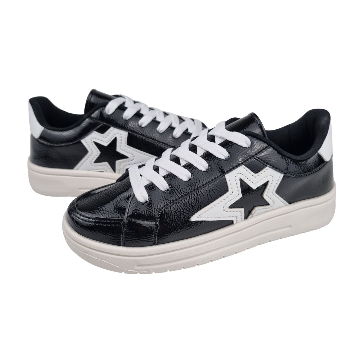 Tênis Casual Estiloso Estrela Menina Krisle Preto 3