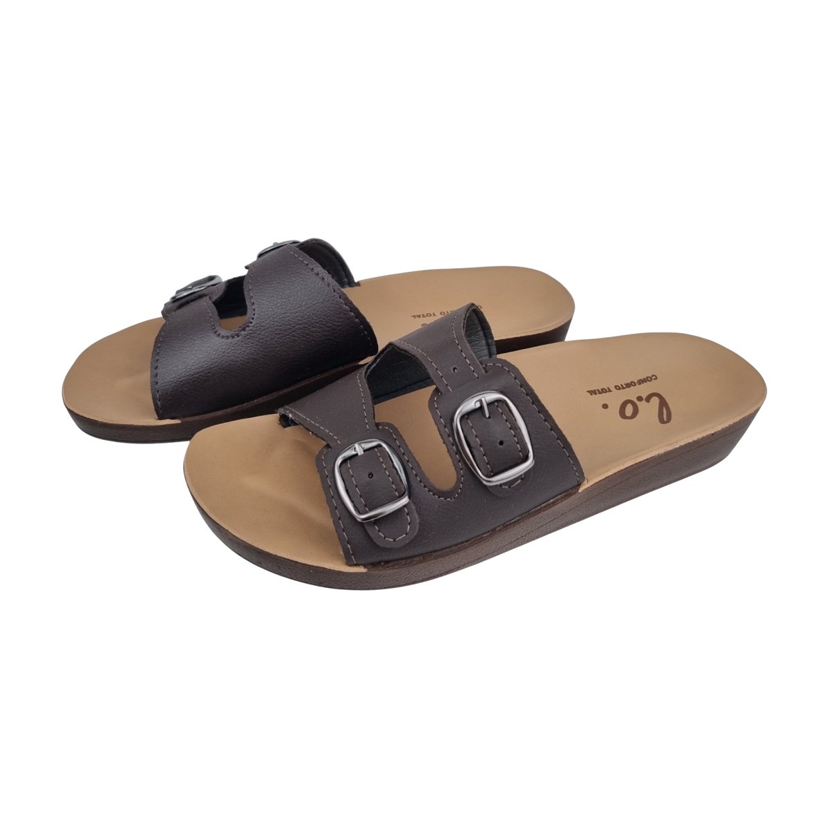 Sandália Slide Detalhe em Fivela Feminino Orig. Anatomic Marrom 2