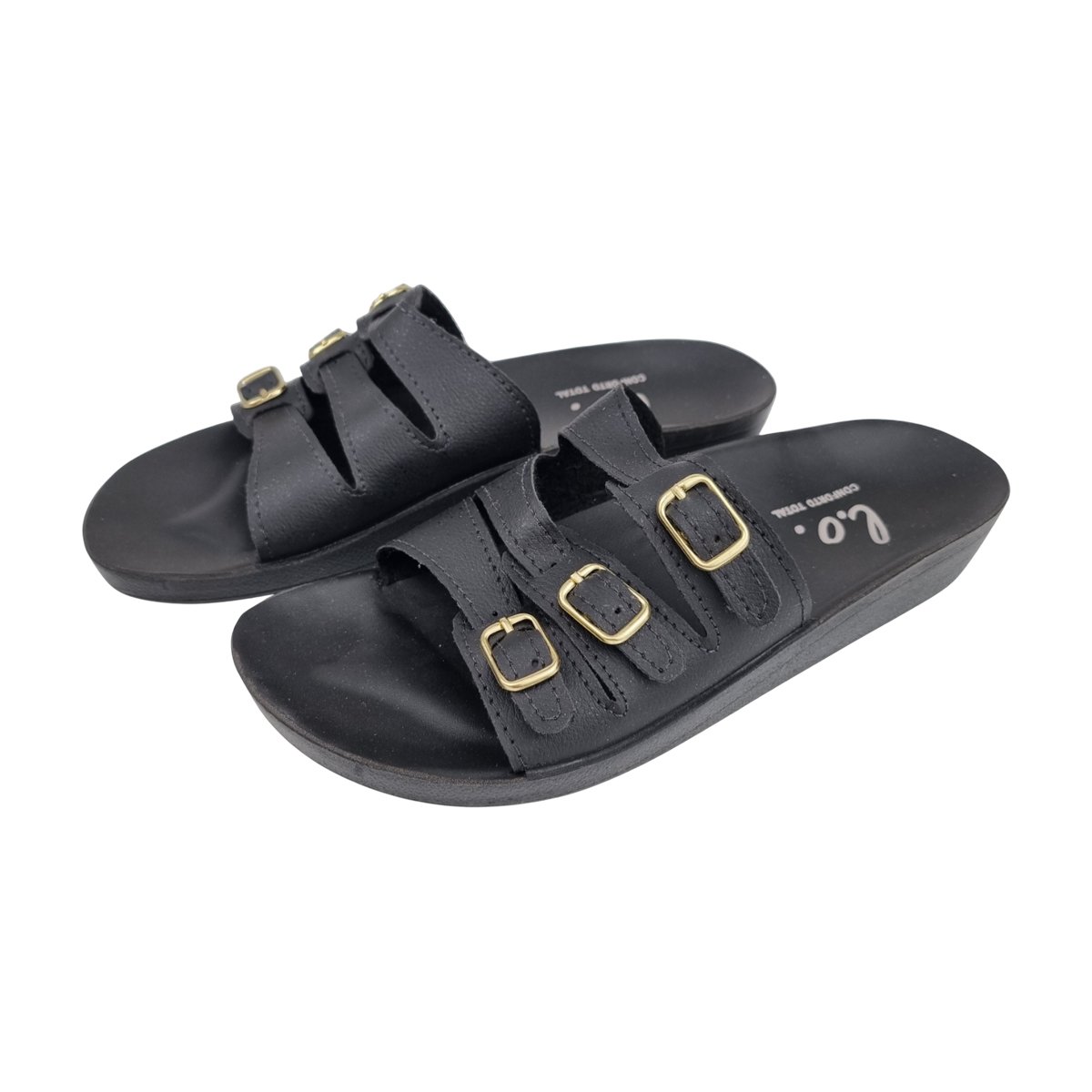 Sandália Slide Tira Tripla Fivela Feminino Orig. Anatomic Preto 2