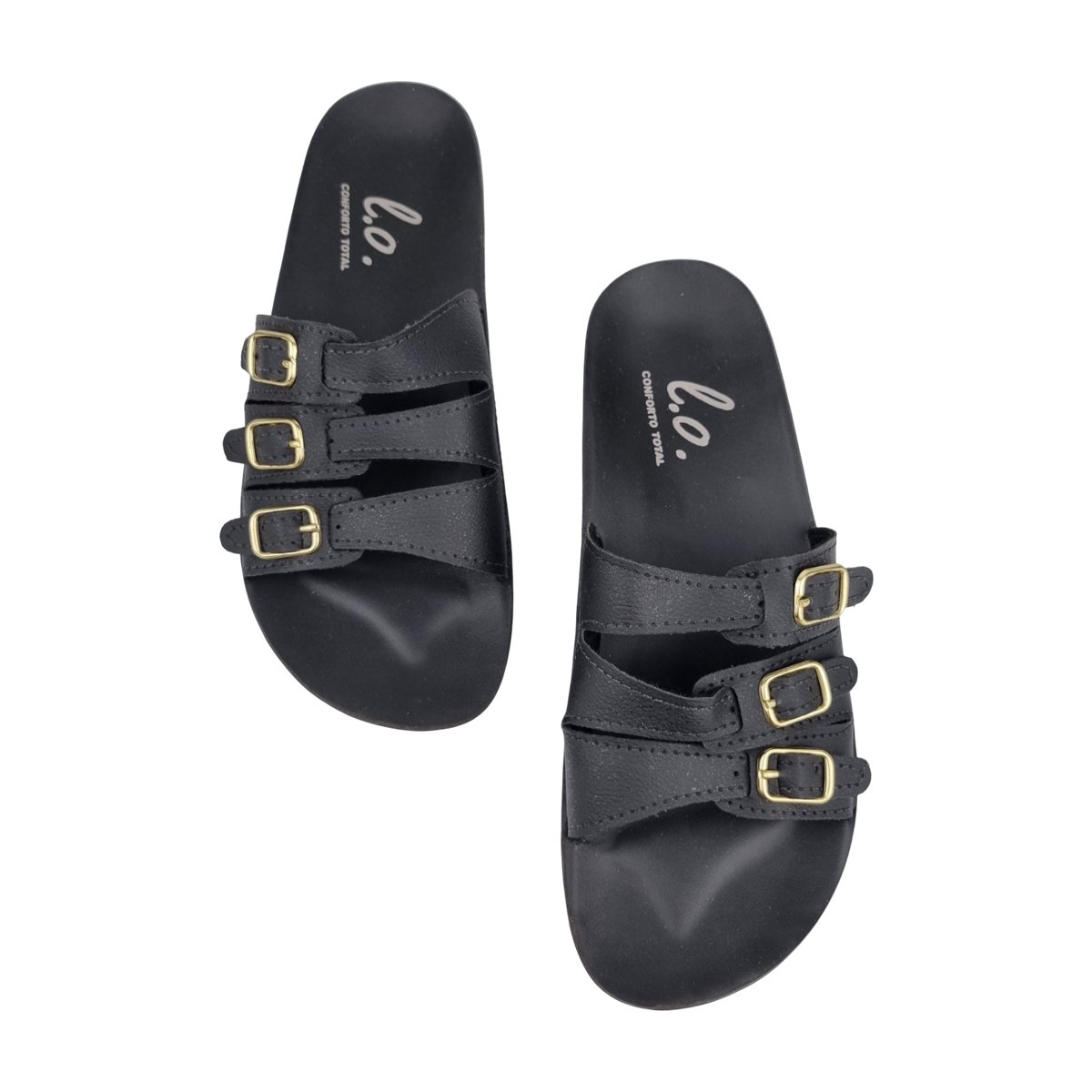 Sandália Slide Tira Tripla Fivela Feminino Orig. Anatomic Preto 3