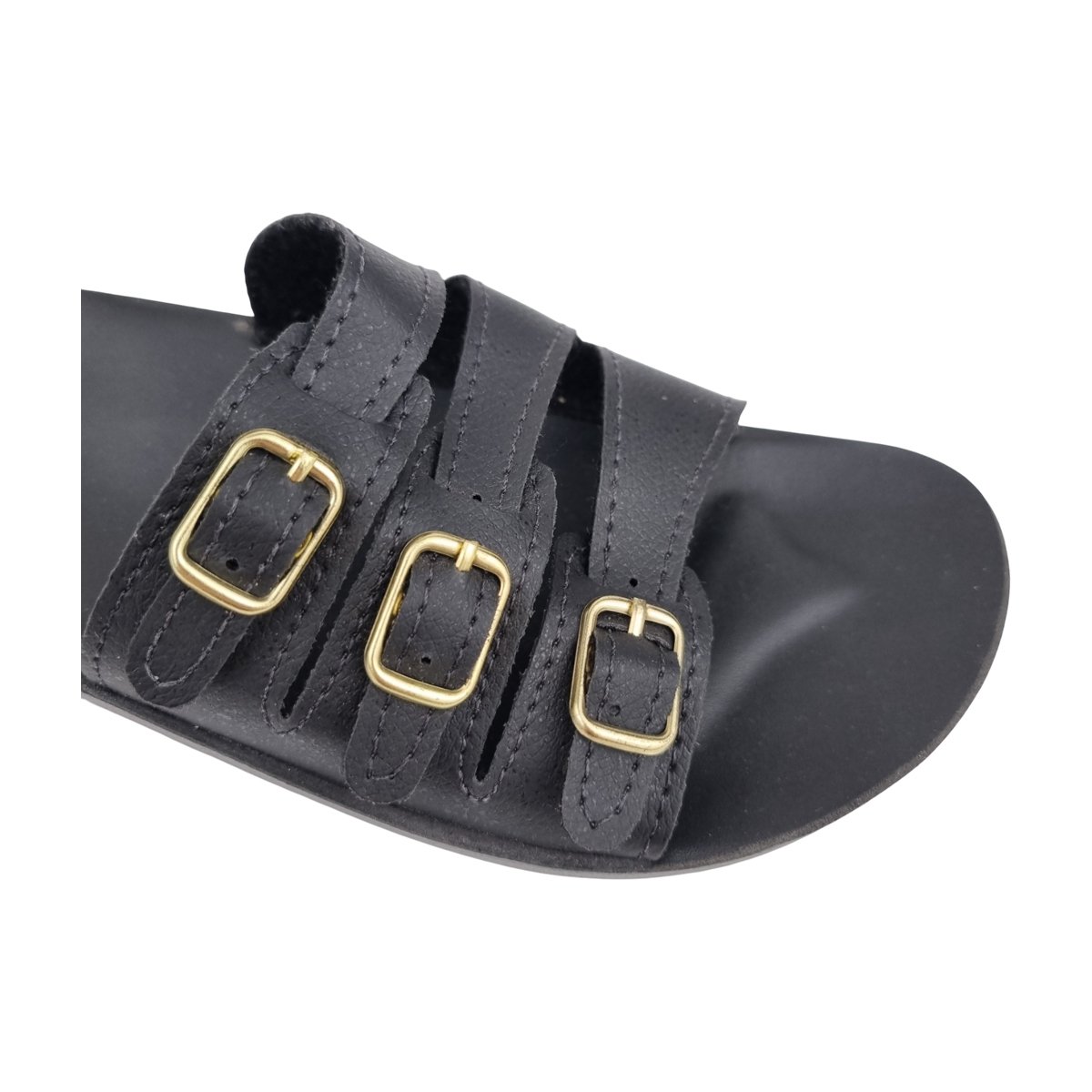 Sandália Slide Tira Tripla Fivela Feminino Orig. Anatomic Preto 4