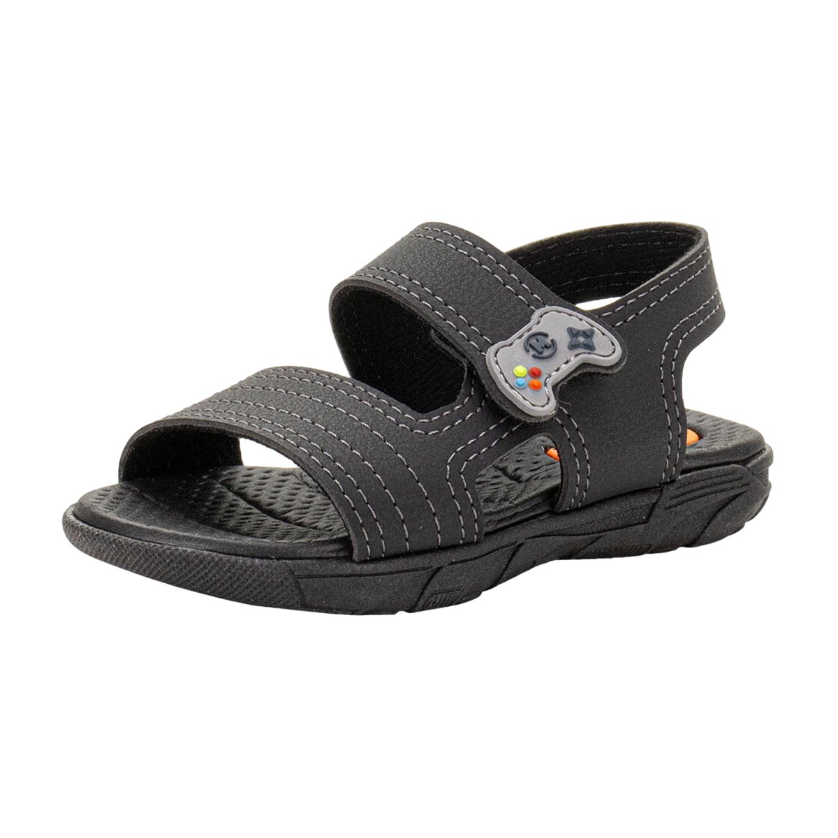 Sandália Casual Game Ajuste em Tiras Autocolantes Menino Molekinho Preto 2