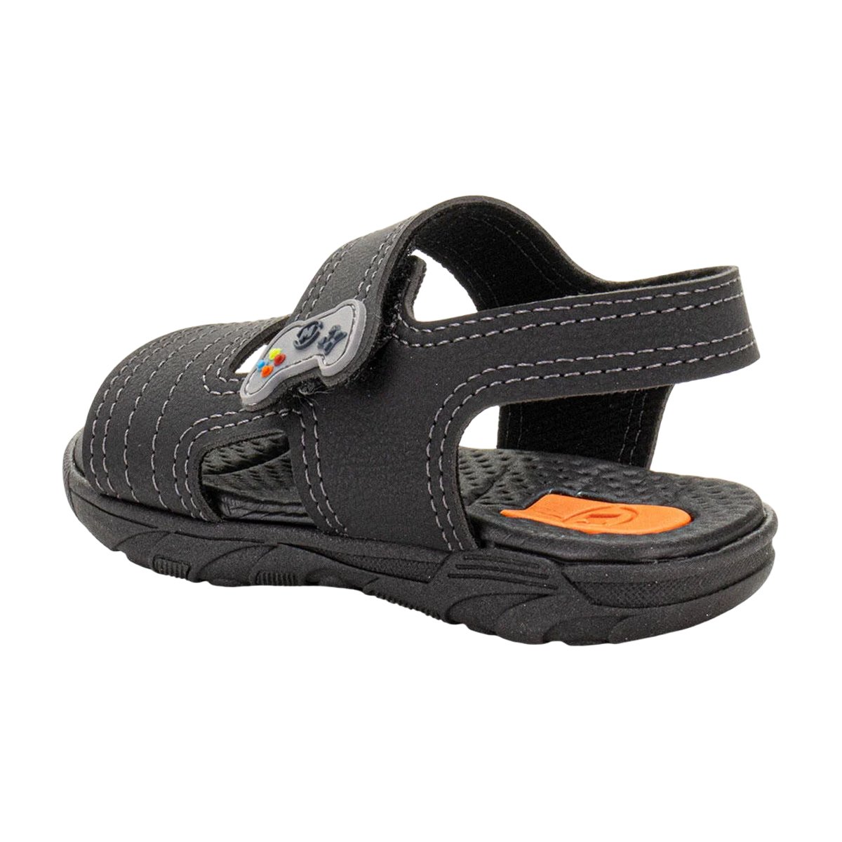 Sandália Casual Game Ajuste em Tiras Autocolantes Menino Molekinho Preto 4