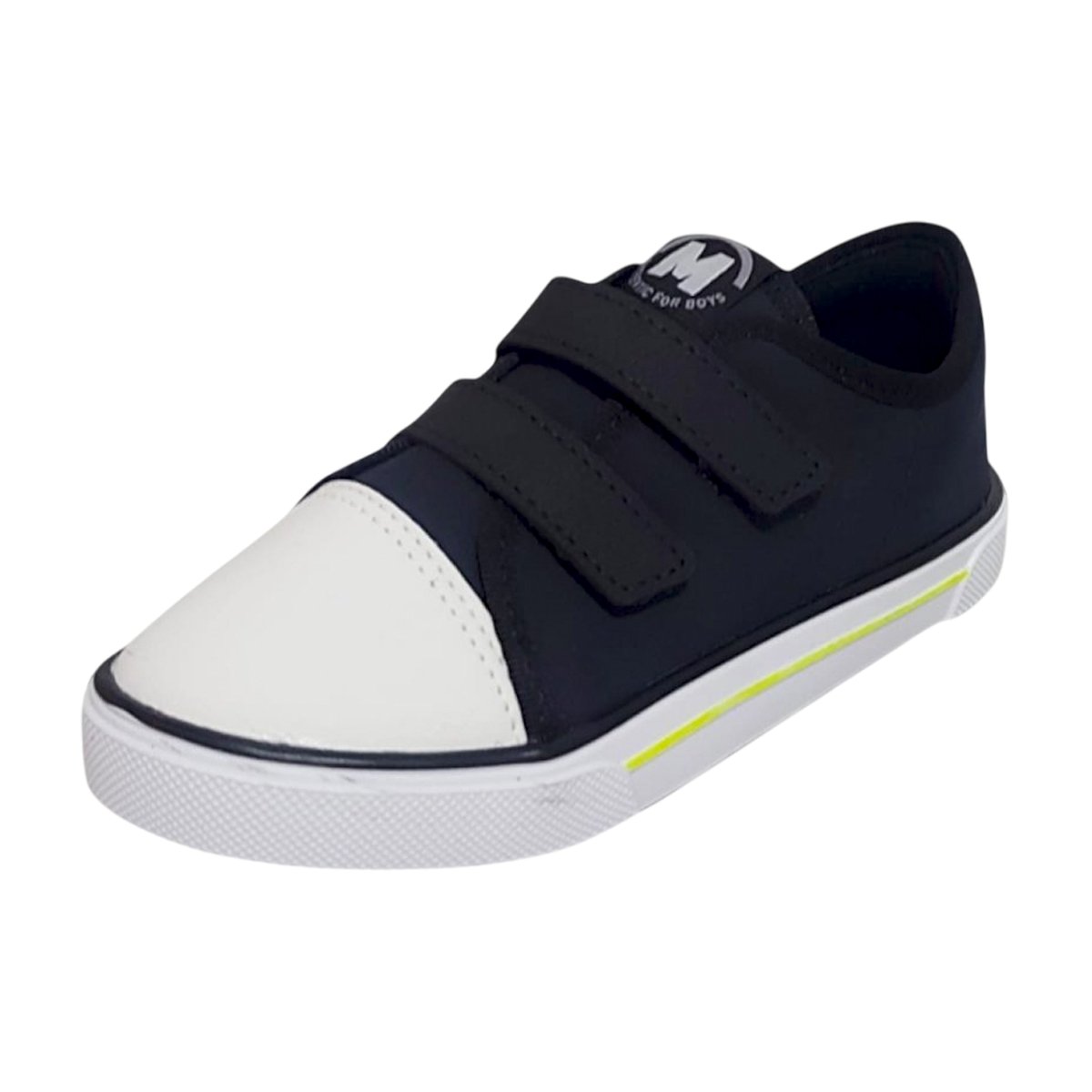 Tênis Casual Calce Fácil em Tiras Auto Colantes Menino Molekinho Preto/Branco 4