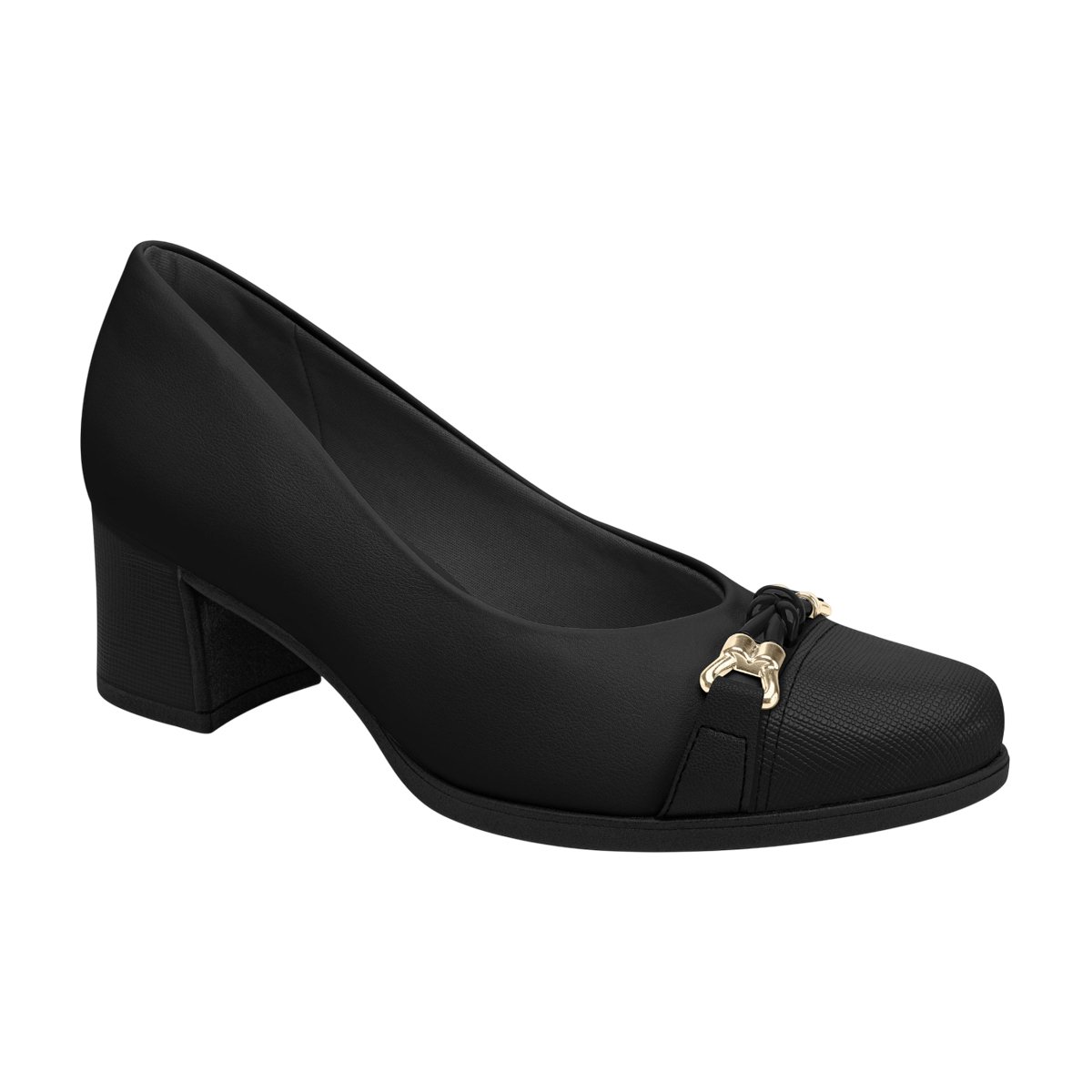 Sapato Salto Grosso Maxi Comfort Feminino Piccadilly Preto/Napa