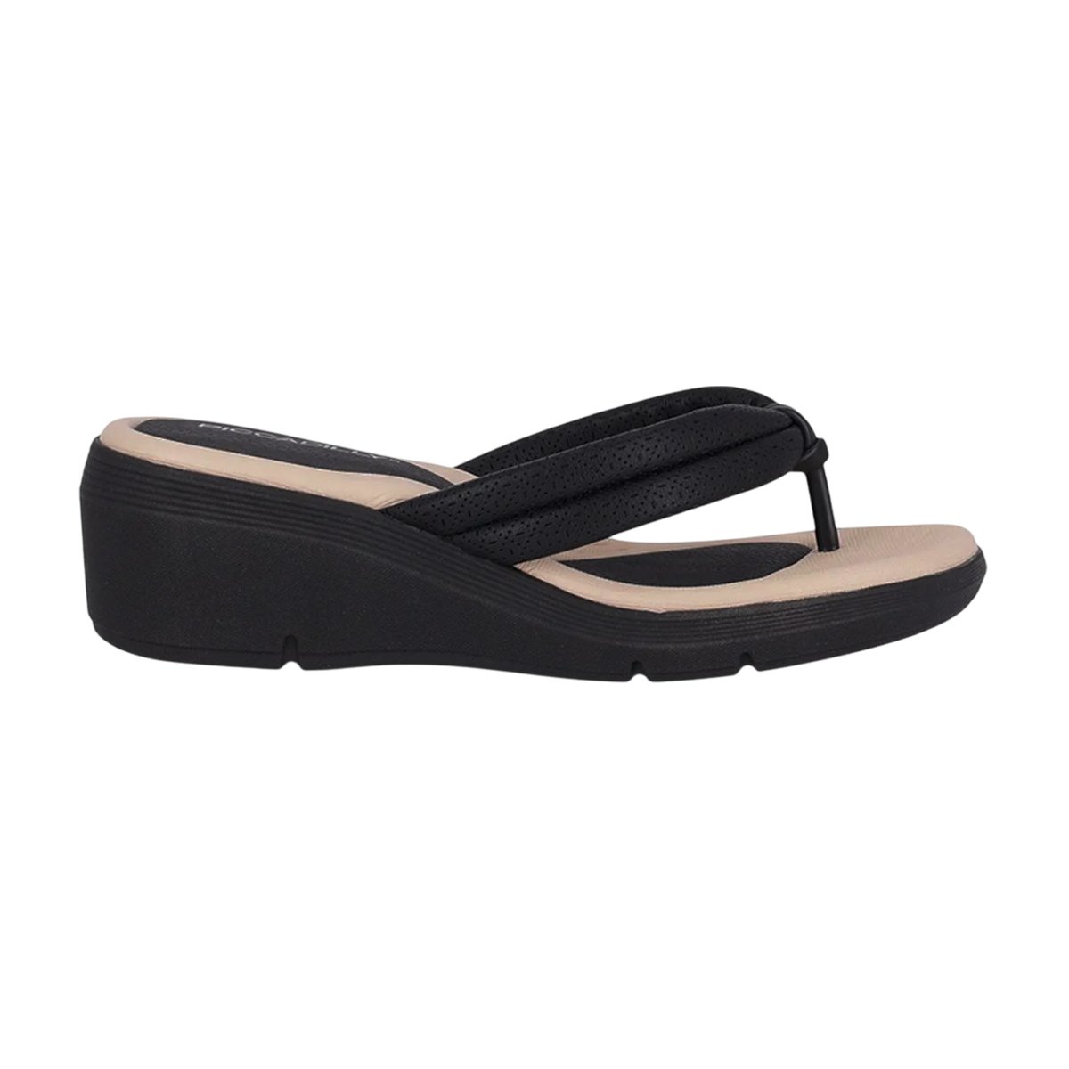 Chinelo de Dedo Salto Anabela Feminino Piccadilly Preto/Napa 2
