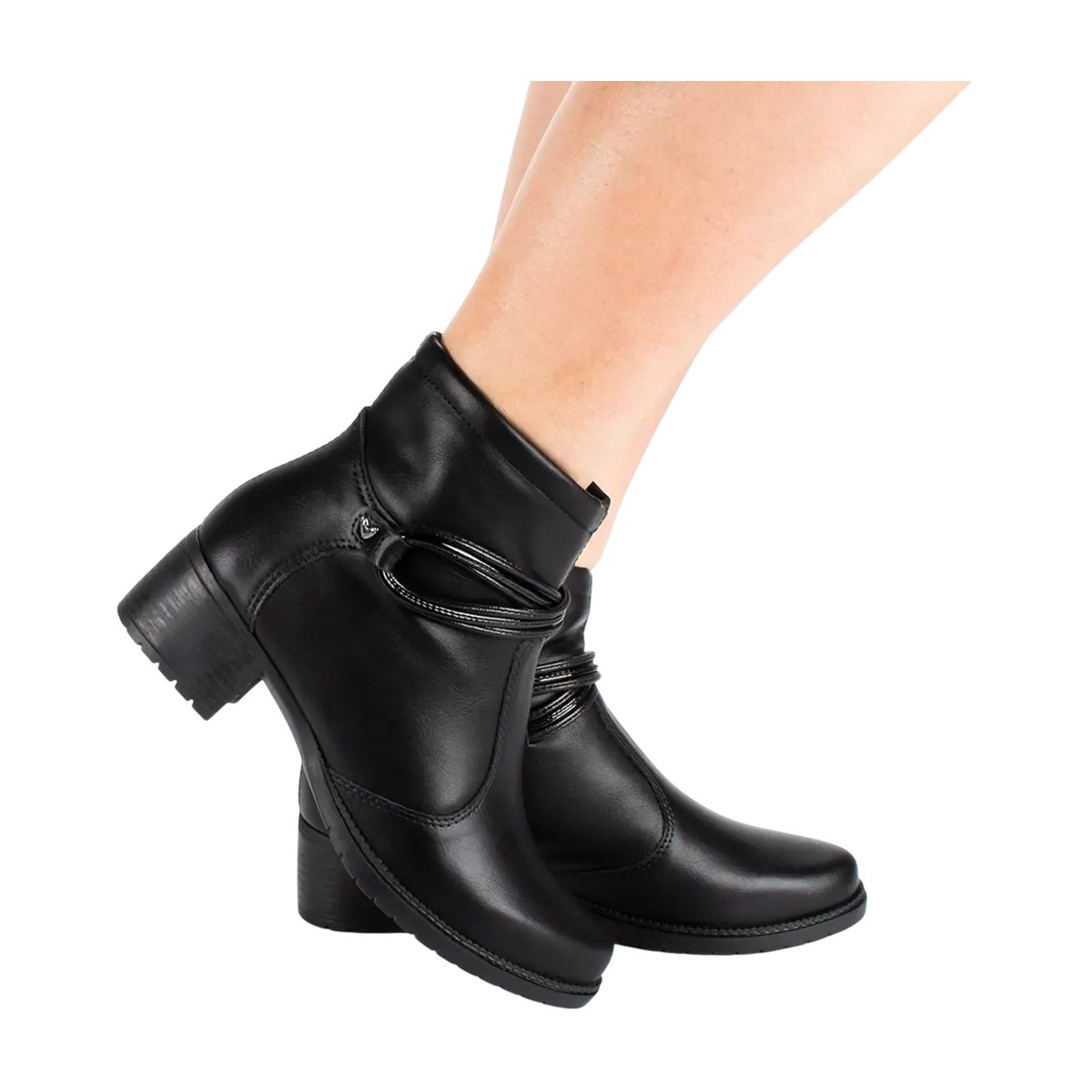 Bota Mississipi Cano Curto Salto Baixo Conforto Feminina Preto 8