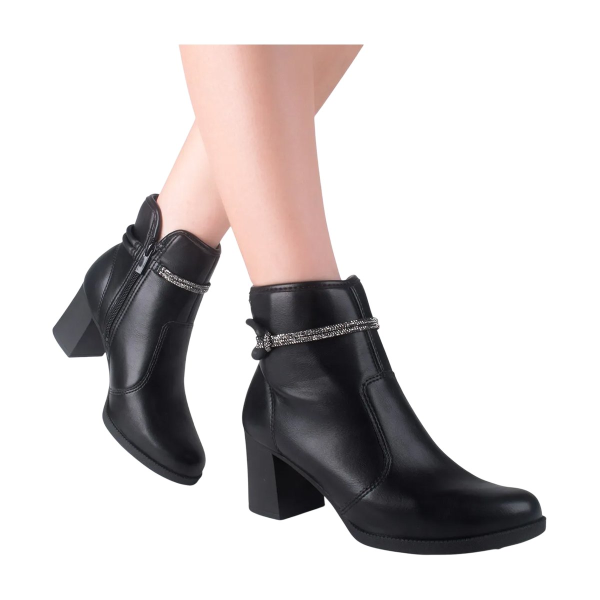 Bota Cano Curto Salto Bloco Estilosa Feminino Dakota Preto 8
