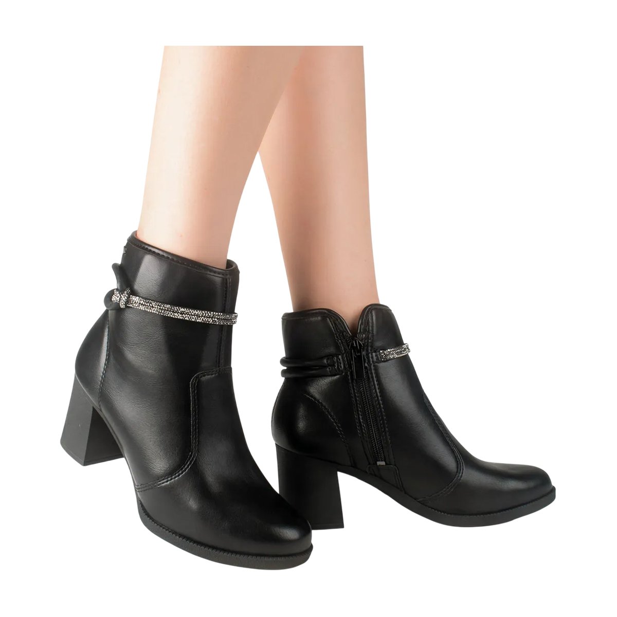Bota Cano Curto Salto Bloco Estilosa Feminino Dakota Preto 9