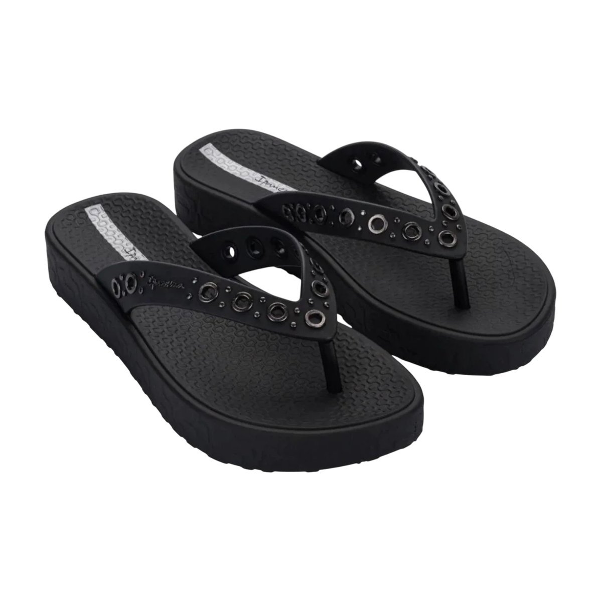 Chinelo Feminino Ipanema Luxe Plataforma Original Confortável Casual Preto/Prata 7
