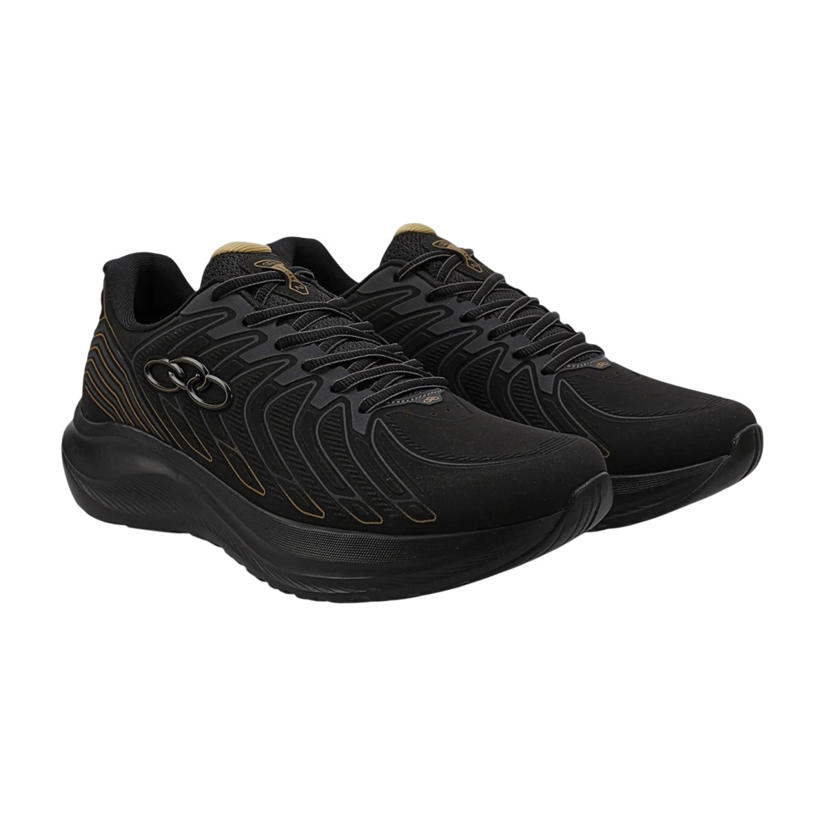 Tênis Masculino Olympikus Volcan 2 Original Confortável Corrida e Caminhada Preto/Dourado 2