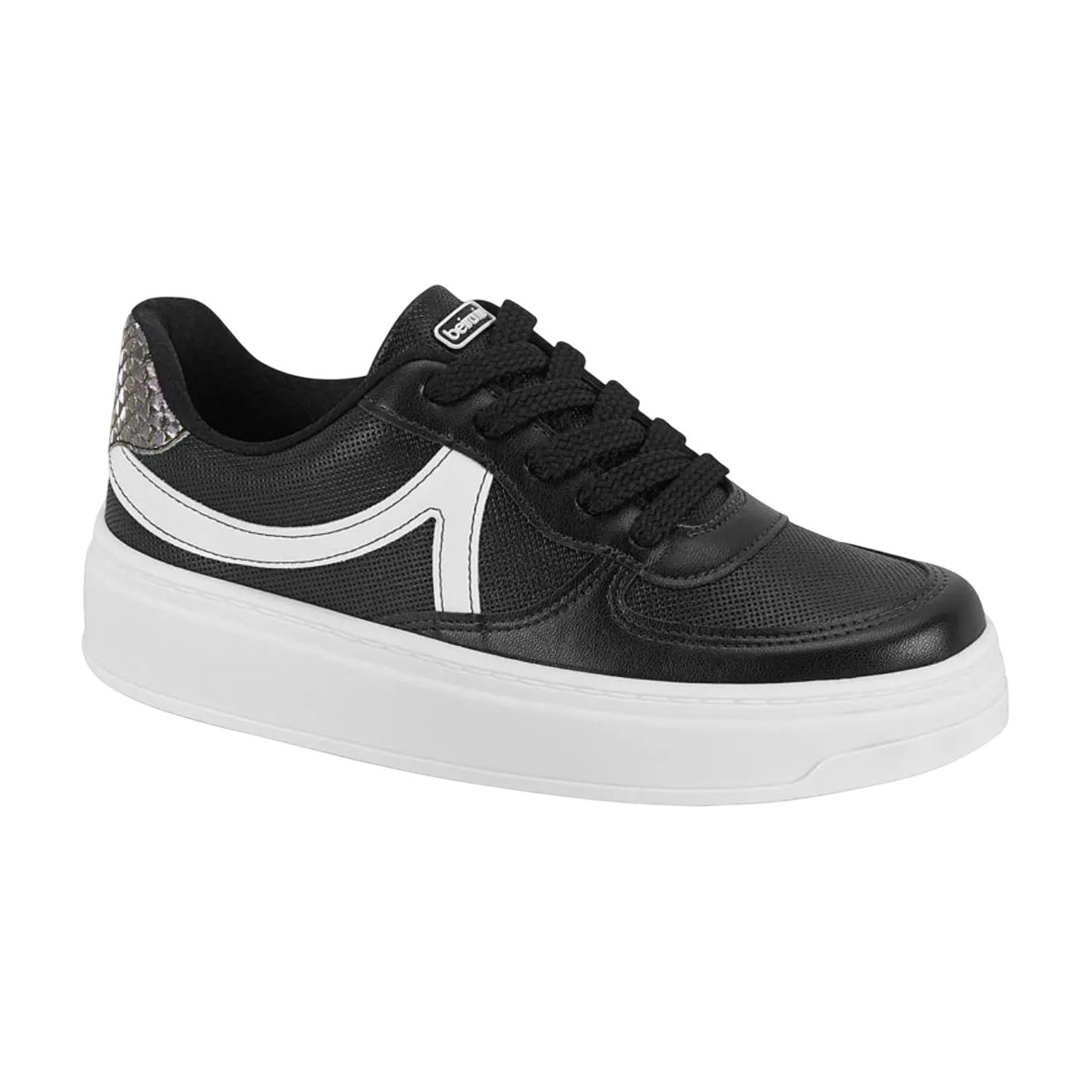 Tênis Feminino Beira Rio Casual Plataforma Confortável Preto/Branco 1