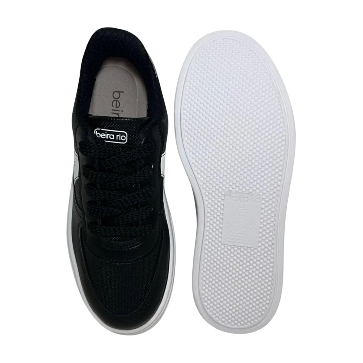 Tênis Feminino Beira Rio Casual Plataforma Confortável Preto/Branco 7