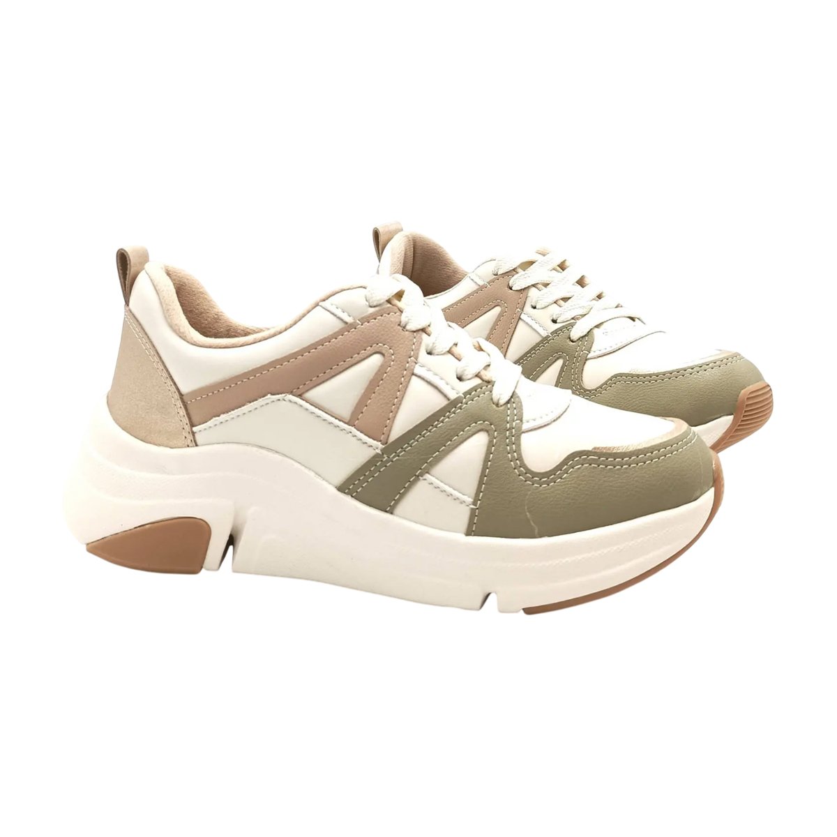 Tênis Ultraconforto Plataforma Casual Moderno Modare Verde/Dourado/Bege 4
