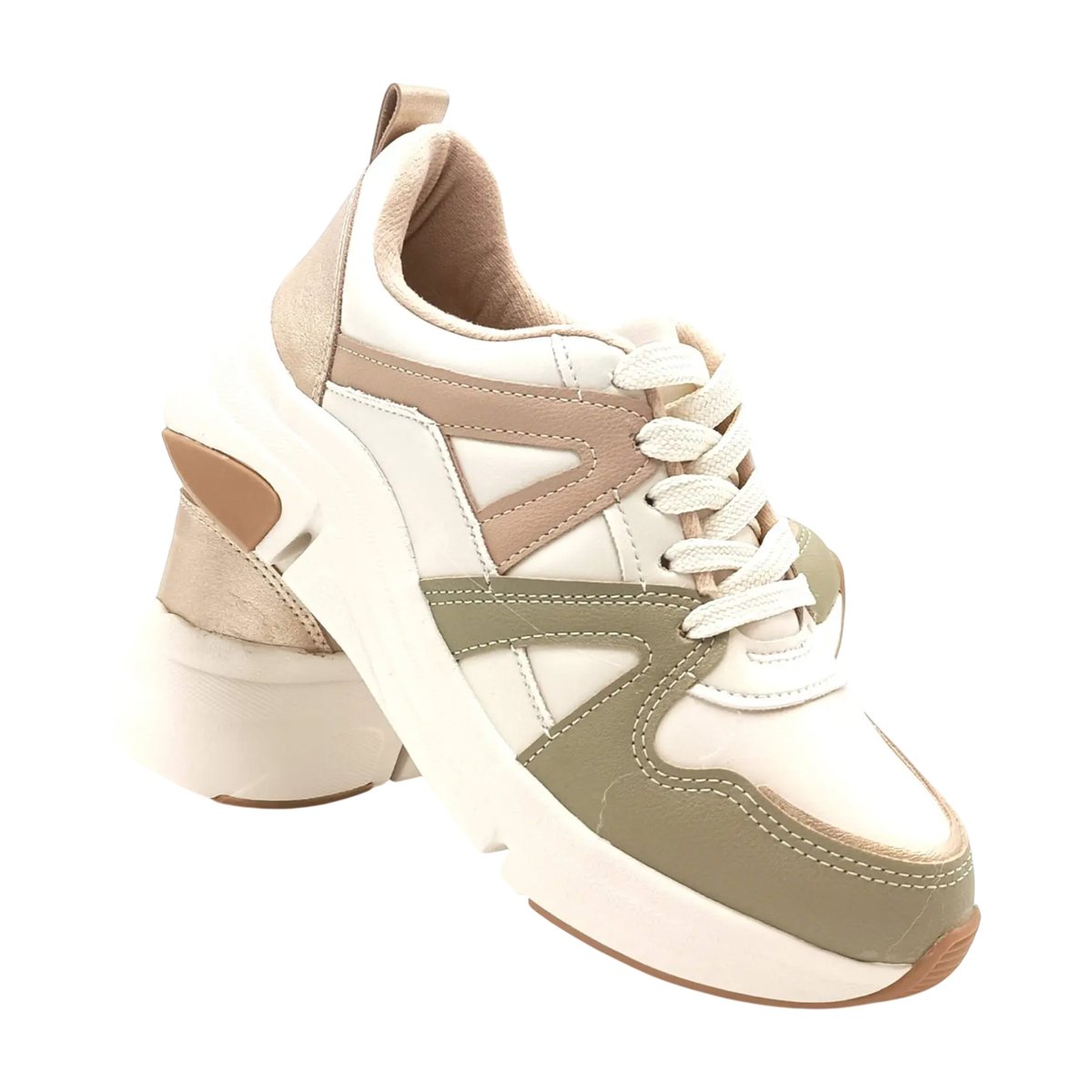 Tênis Ultraconforto Plataforma Casual Moderno Modare Verde/Dourado/Bege 7