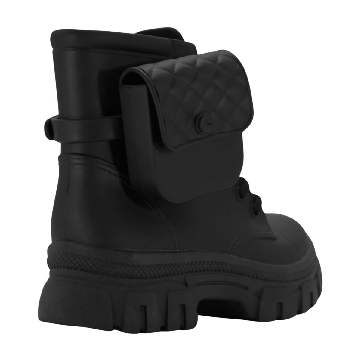 Bota Coturno Luelua com Bolsinha e Solado Tratorado Preto 6