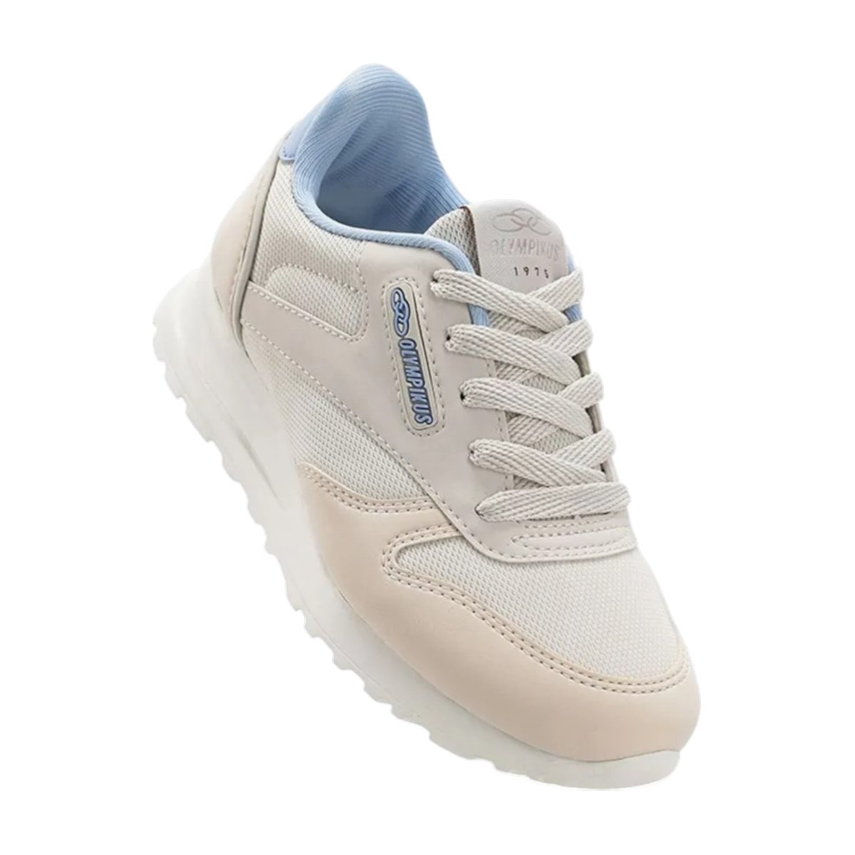 Tênis Confortável Casual Feminino Olympikus Jogging 101 SE Camurça Bege/Azul 2
