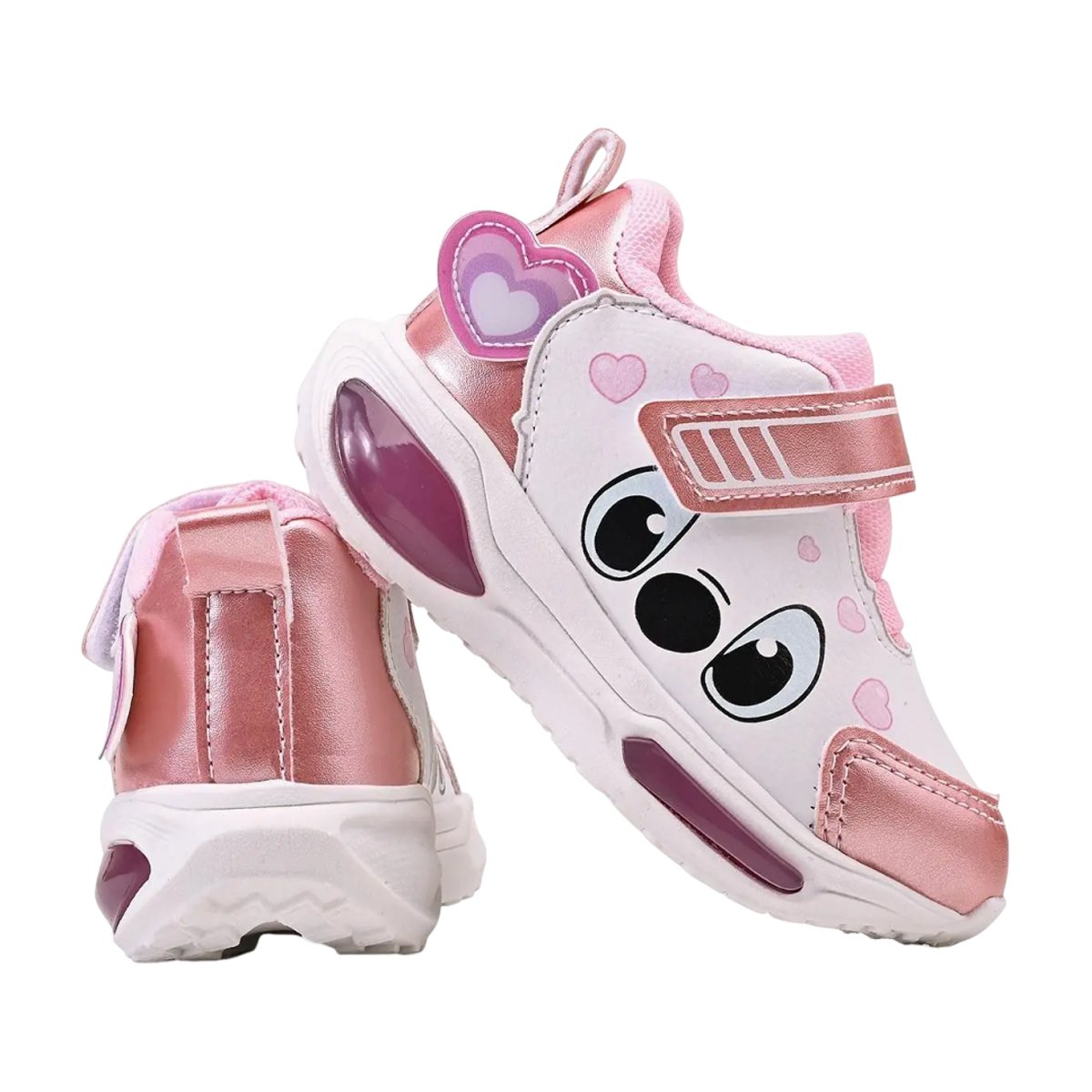 Tênis Infantil Personagem com Led Menina Mini Pé Branco/Rosa Bebê 4
