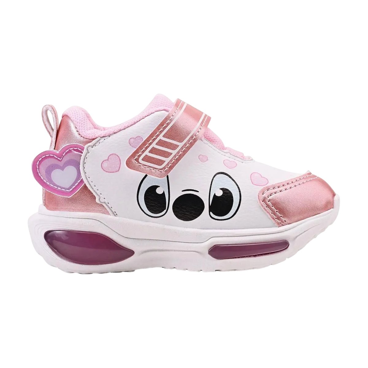 Tênis Infantil Personagem com Led Menina Mini Pé Branco/Rosa Bebê 2