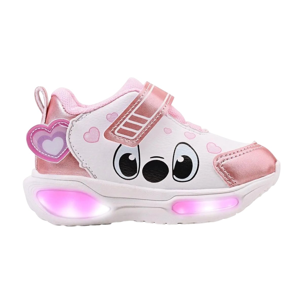 Tênis Infantil Personagem com Led Menina Mini Pé Branco/Rosa Bebê 3