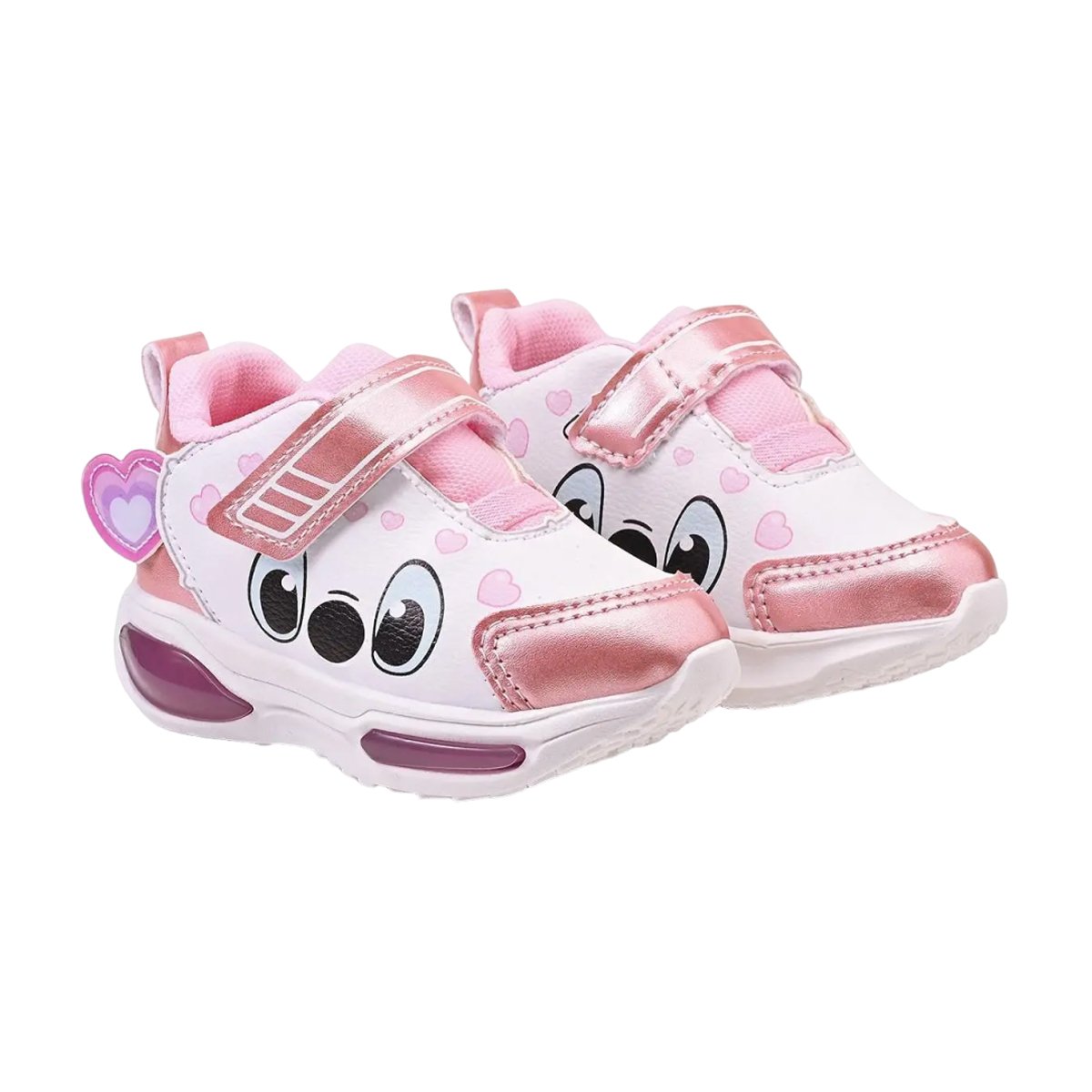 Tênis Infantil Personagem com Led Menina Mini Pé Branco/Rosa Bebê 5