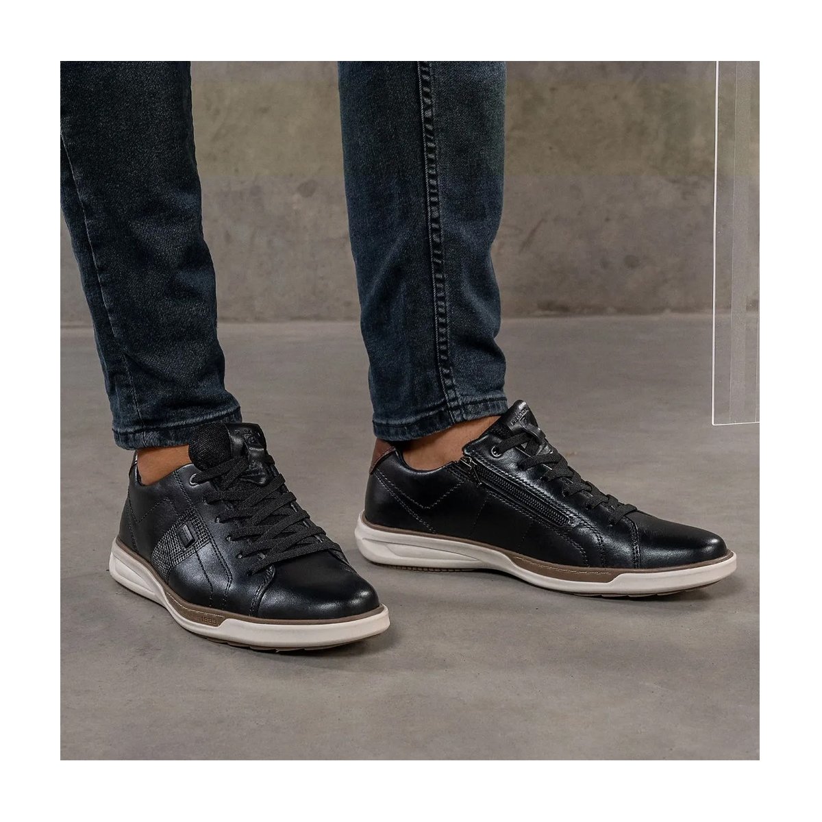Sapatênis em Couro Casual Conforto e Estilo Masculino Pegada Preto 4