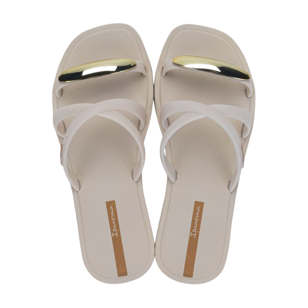 Chinelo Casual Elegante Detalhe Metalizado Feminino Ipanema Bege/Ouro 1