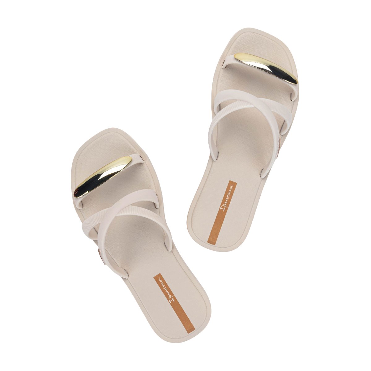 Chinelo Casual Elegante Detalhe Metalizado Feminino Ipanema Bege/Ouro 3