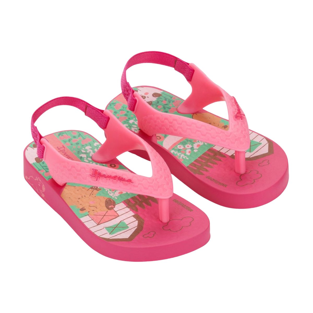 Chinelo Casual Estampa e Ajuste em Elástico Menina Ipanema Rosa/Verde 2
