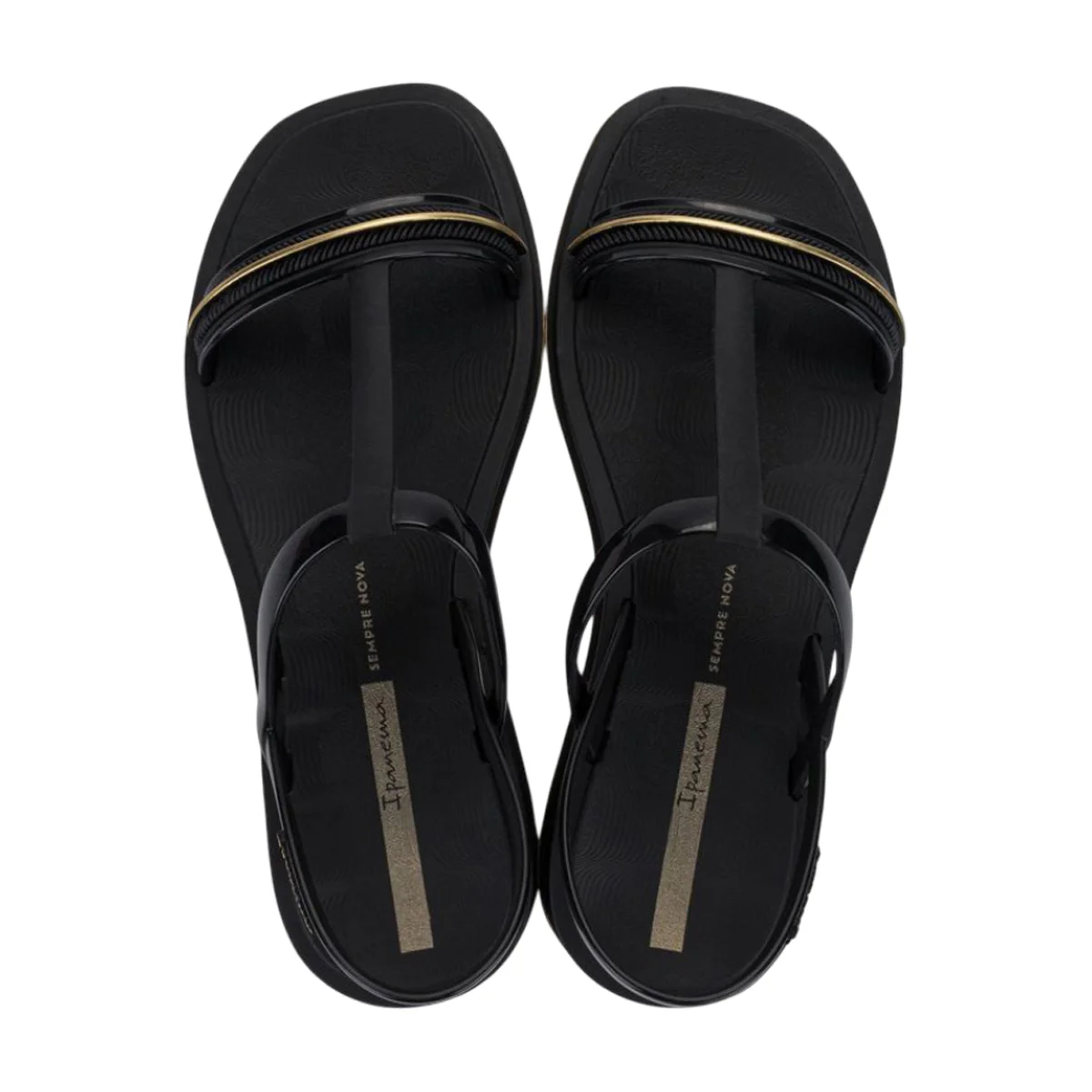 Sandália Rasteira Titas Finas Feminino Ipanema Preto/Dourado 2