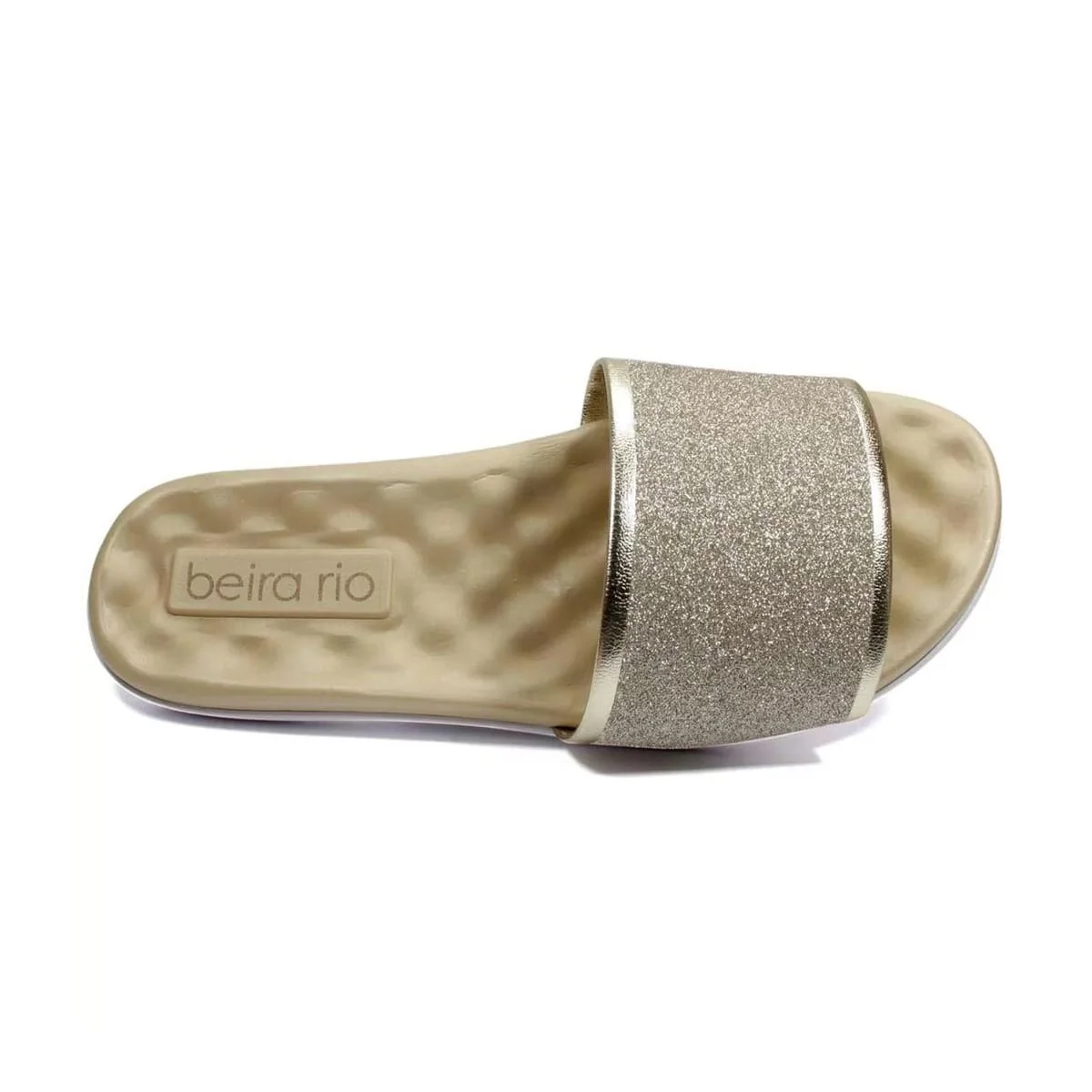 Sandália Slide com Glitter Feminina Beira Rio Dourado 5