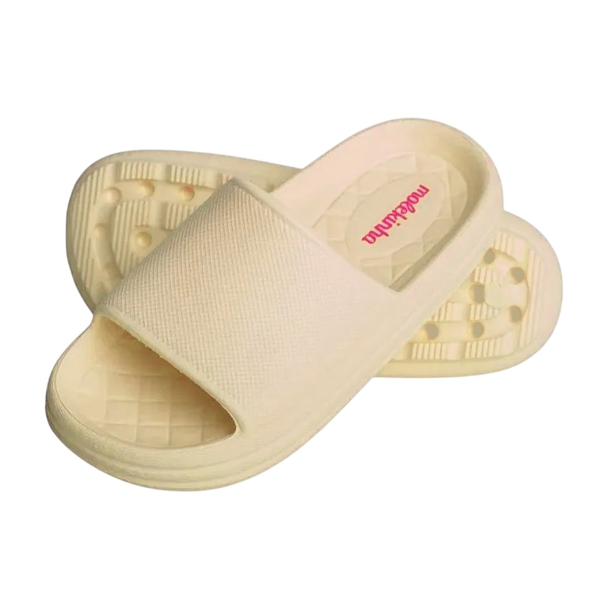 Sandália Slide Leve Confortável em E.V.A. Menina Molekinha Creme 2