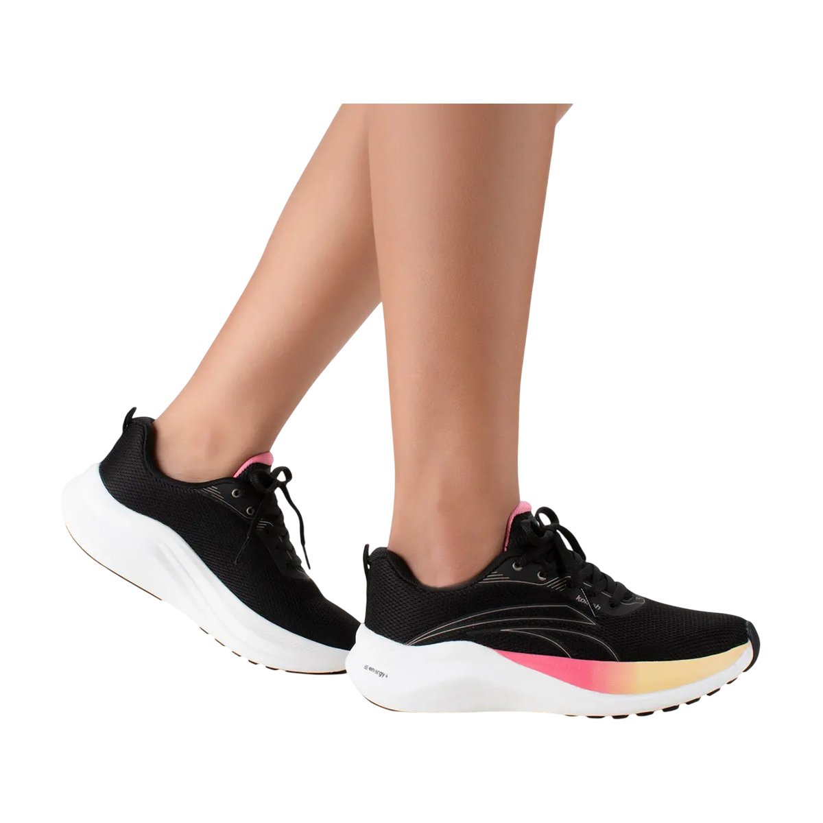 Tênis Esportivo Academia Caminhada Leve Solado E.V.A Fit+ Feminino Kolosh Preto/Coral 9