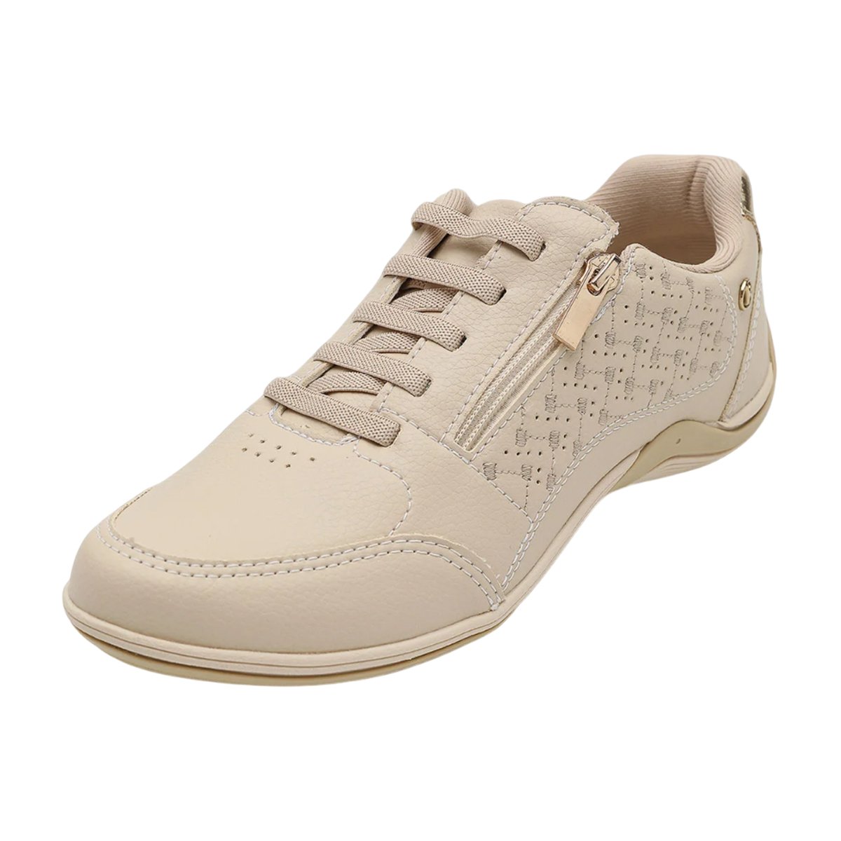 Tênis Casual Calce Fácil com Zíper Confortável Feminino Kolosh Bege 4