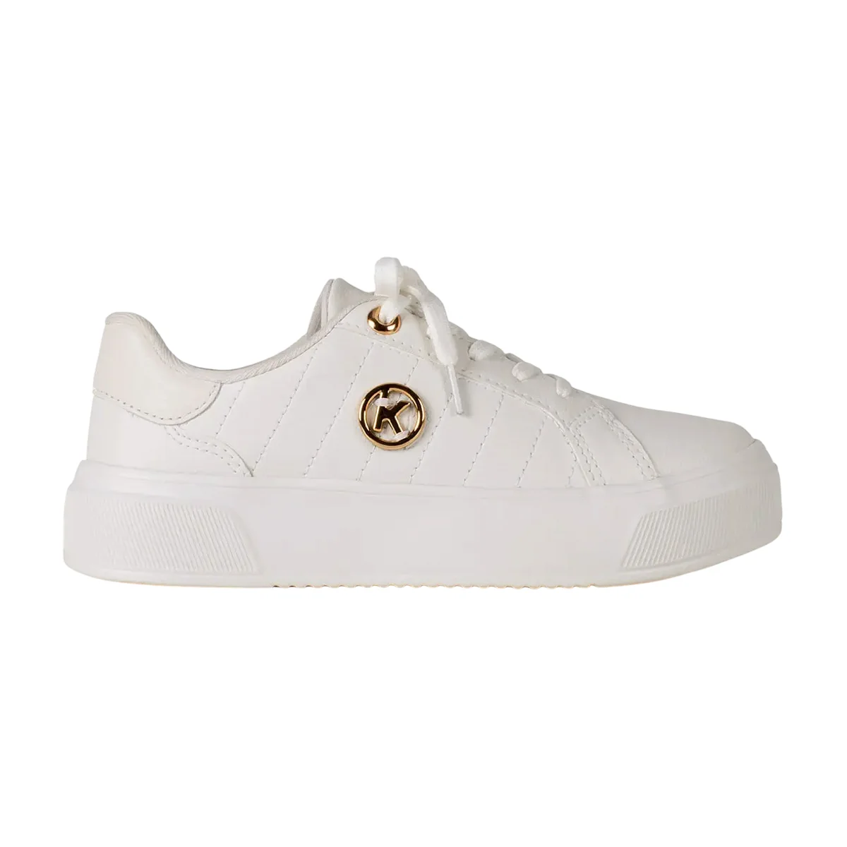 Tênis Casual Sofisticado Confortável Feminino Kolosh Branco/Dourado 2