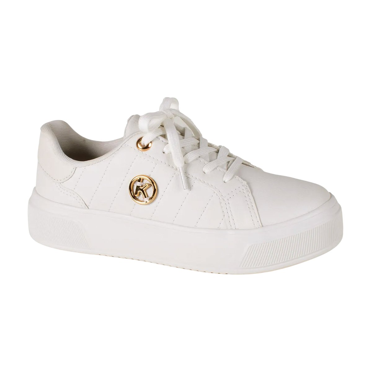 Tênis Casual Sofisticado Confortável Feminino Kolosh Branco/Dourado 3