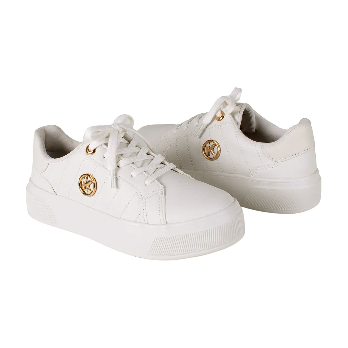Tênis Casual Sofisticado Confortável Feminino Kolosh Branco/Dourado 6