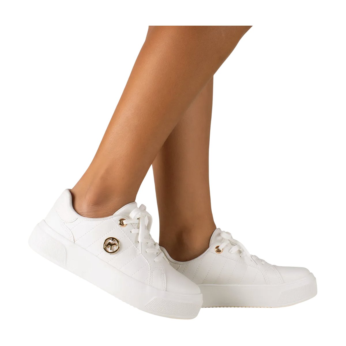 Tênis Casual Sofisticado Confortável Feminino Kolosh Branco/Dourado 9