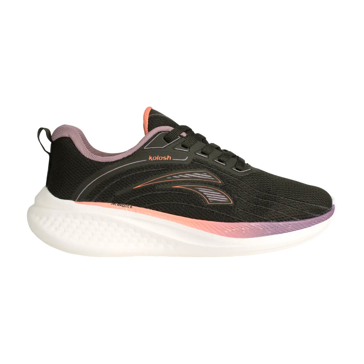 Tênis Esportivo Academia Caminhada Leve Solado E.V.A Fit+ Feminino Kolosh Preto/Rose/Lilás 2
