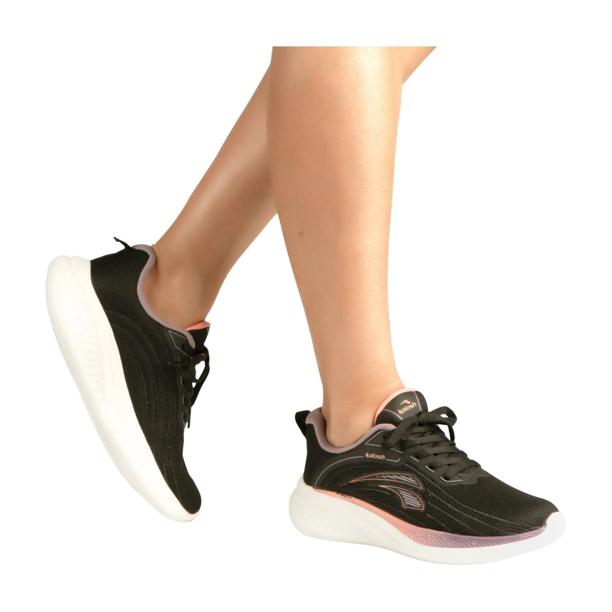 Tênis Esportivo Academia Caminhada Leve Solado E.V.A Fit+ Feminino Kolosh Preto/Rose/Lilás 9