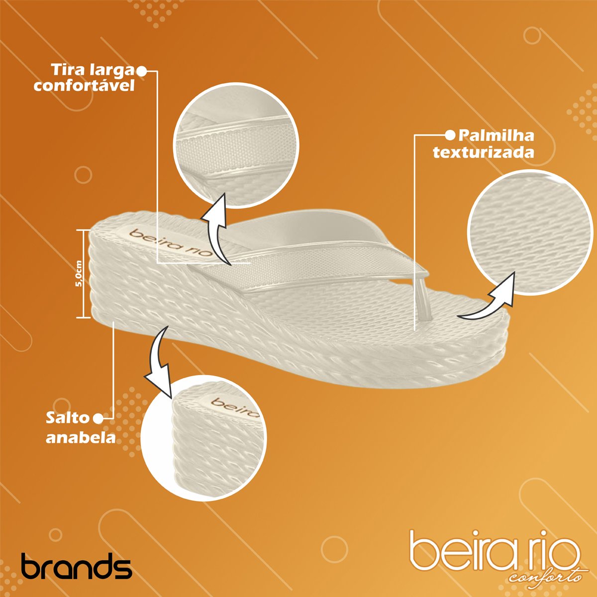 Chinelo Salto Anabela Tira Larga Slim Feminino Beira Rio Branco 2