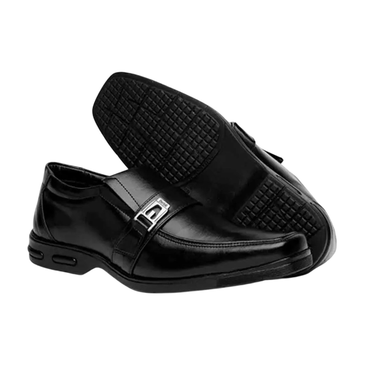 Sapato Social Bico Quadrado Masculino Sola Conforto Detalhe Fivelado Bertelli Preto 4