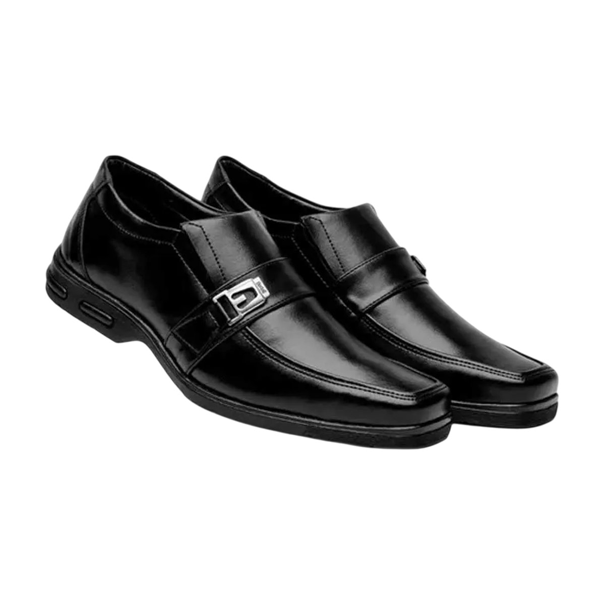 Sapato Social Bico Quadrado Masculino Sola Conforto Detalhe Fivelado Bertelli Preto 5