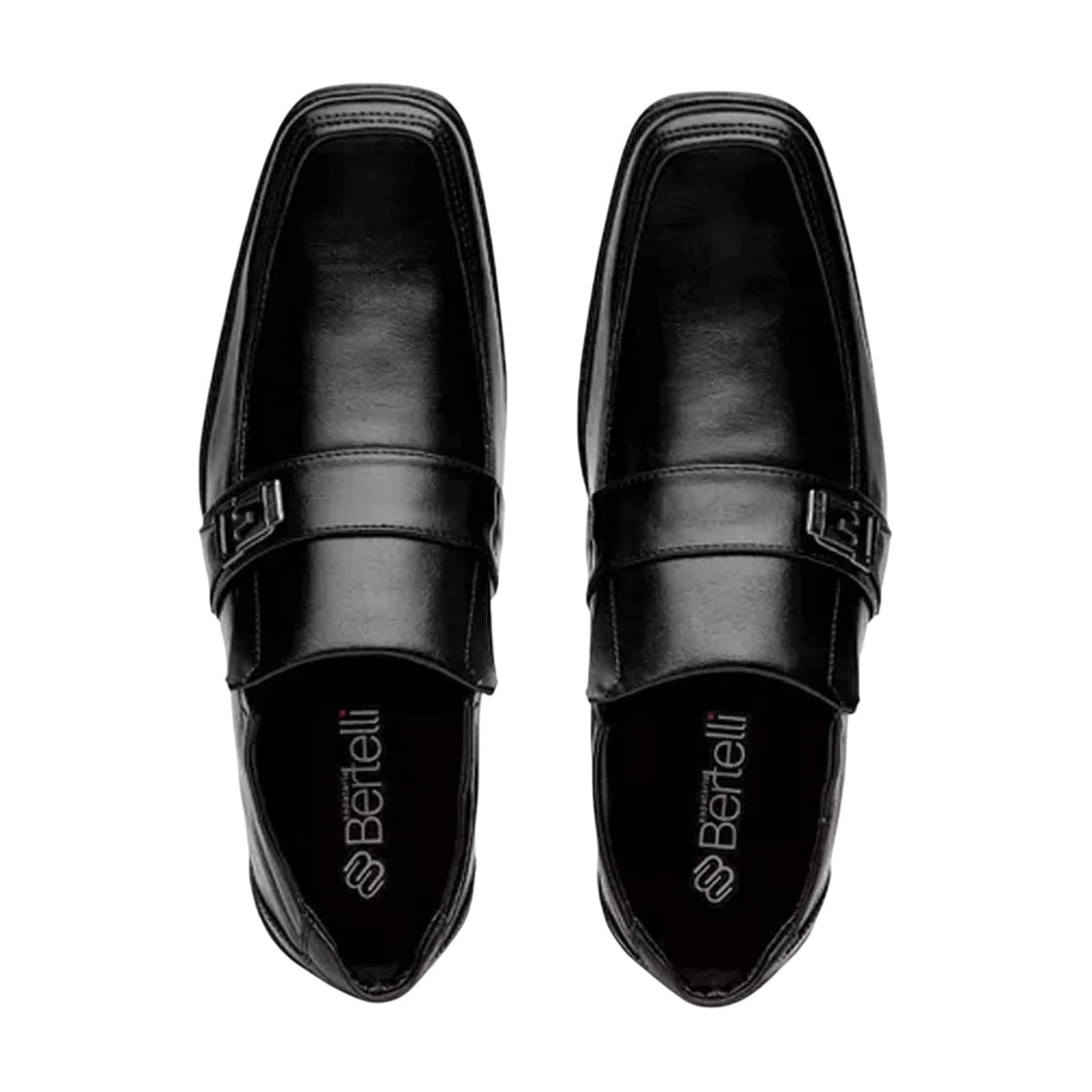 Sapato Social Bico Quadrado Masculino Sola Conforto Detalhe Fivelado Bertelli Preto 6